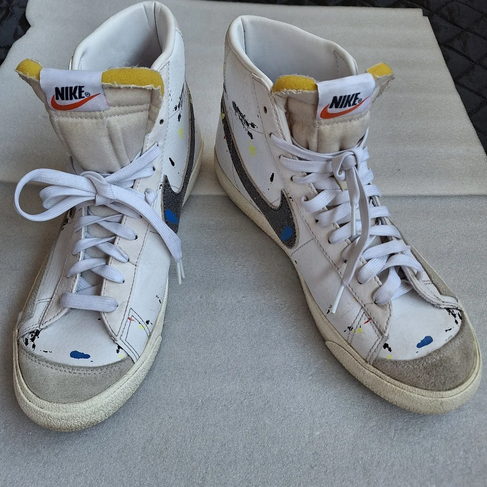 Nike Blazer Mid '77 Paint Splatter White Leather Men's 10.5
